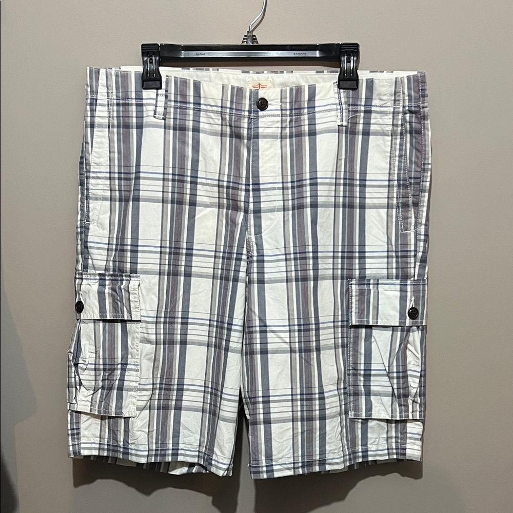 Dockers Men's Cargo Shorts - Blue and White Plaid
